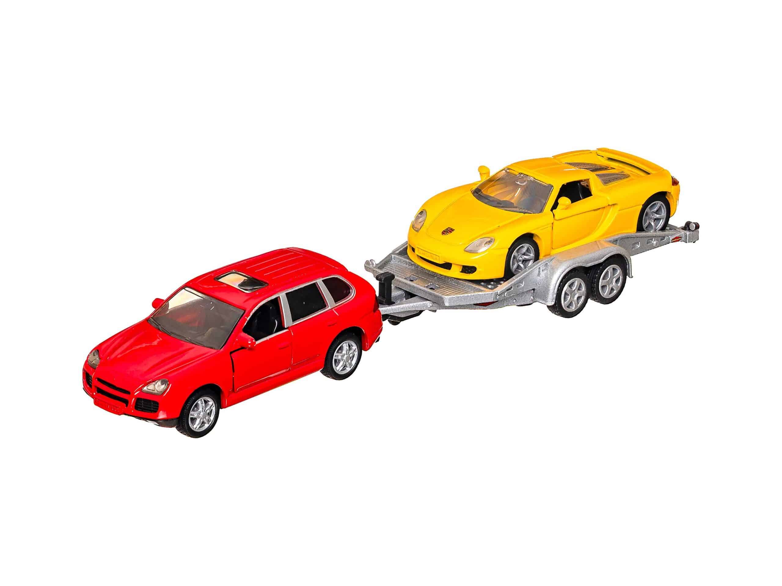Siku 2544 Porsche PKW mit Transport Anhänger 1:55 OVP 2 Siku 2544 Porsche PKW mit Transport Anhänger 1:55 OVP – Bild 2