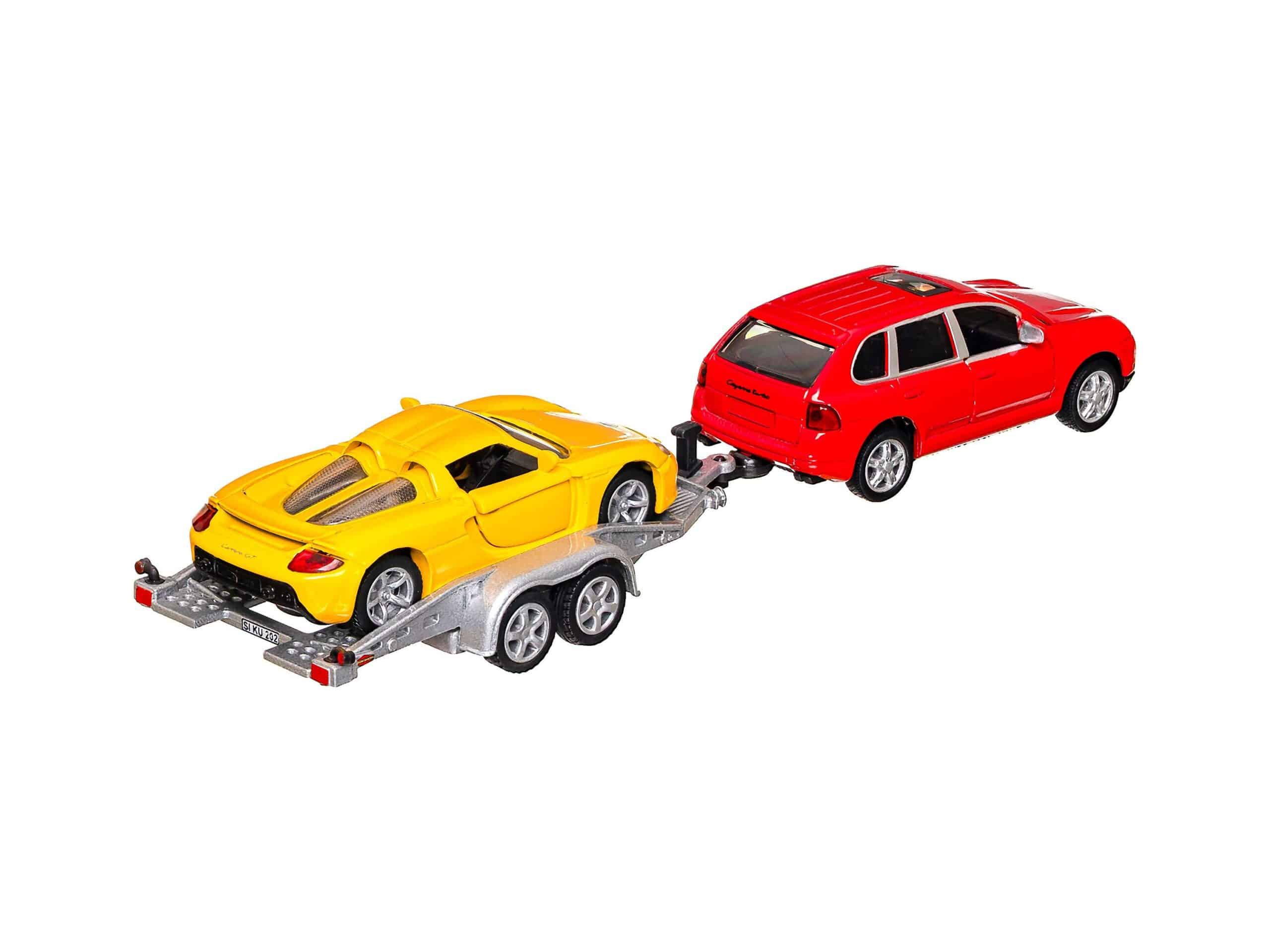 Siku 2544 Porsche PKW mit Transport Anhänger 1:55 OVP 3 Siku 2544 Porsche PKW mit Transport Anhänger 1:55 OVP – Bild 3