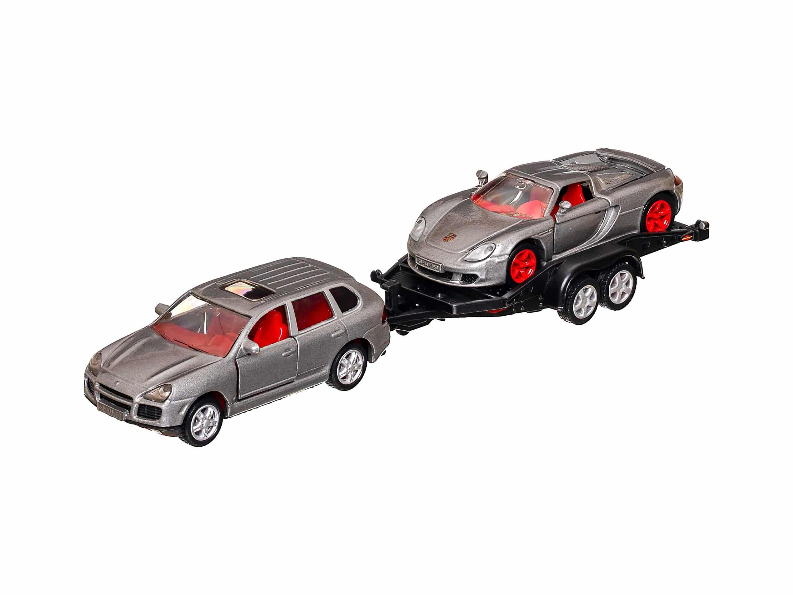 Siku 2544 Porsche PKW mit Transport Anhänger 1:55 OVP 2 Siku 2544 Porsche PKW mit Transport Anhänger 1:55 OVP – Bild 2