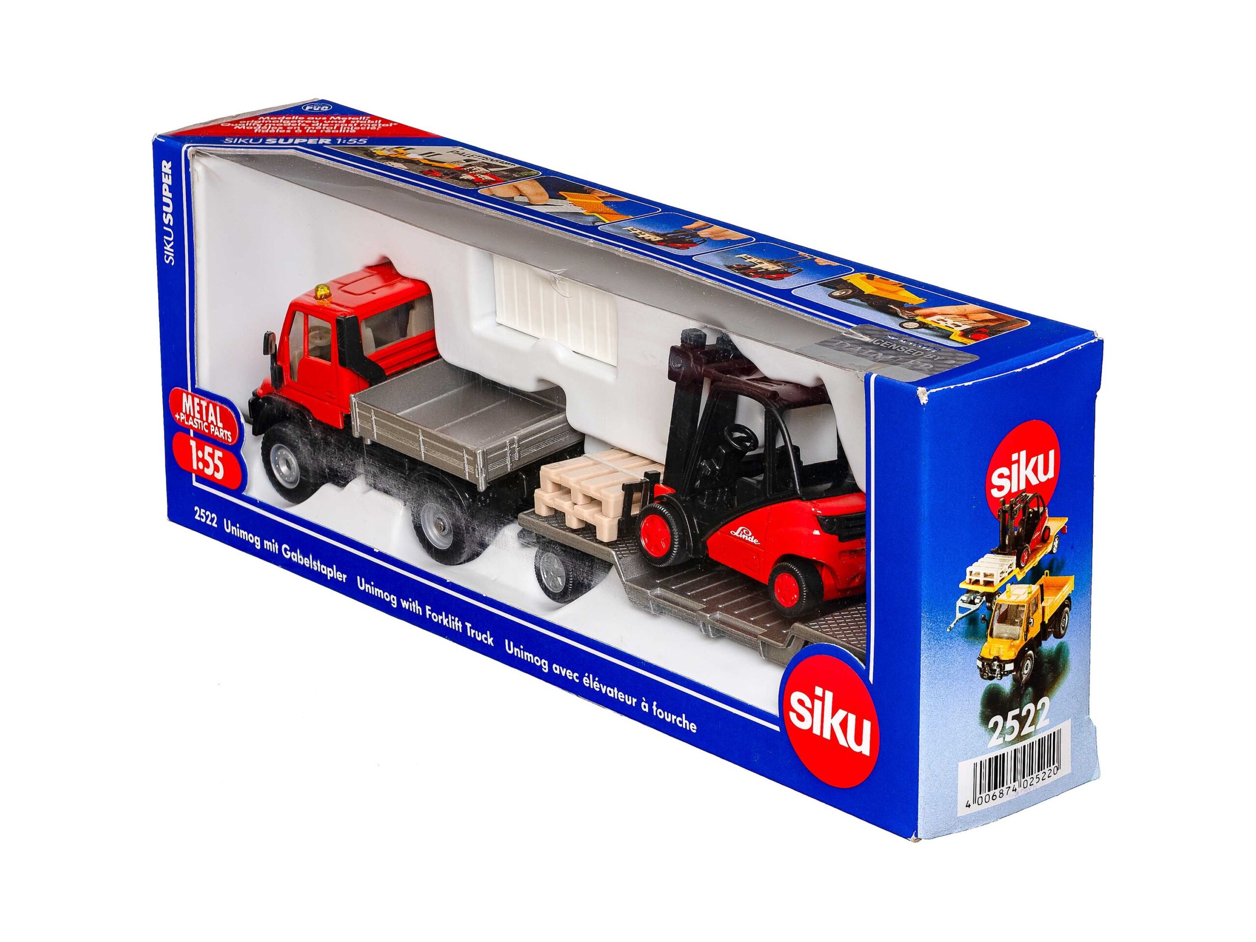 Siku 2522 Unimog U 140 (Mercedes Benz) mit Gabelstapler OVP 1 Siku 2522 Unimog U 140 (Mercedes Benz) mit Gabelstapler OVP