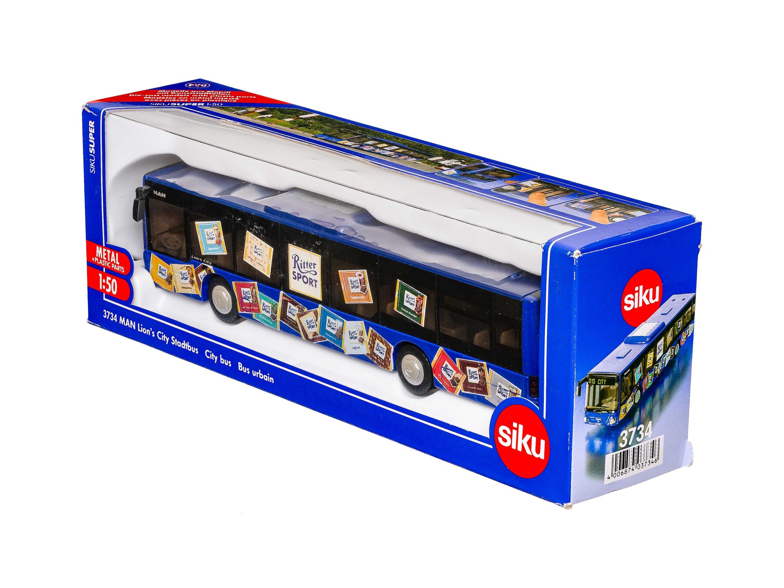 Siku 3734 MAN Stadtbus (Ritter Sport) 1:50 OVP 1 Siku 3734 MAN Stadtbus (Ritter Sport) 1:50 OVP