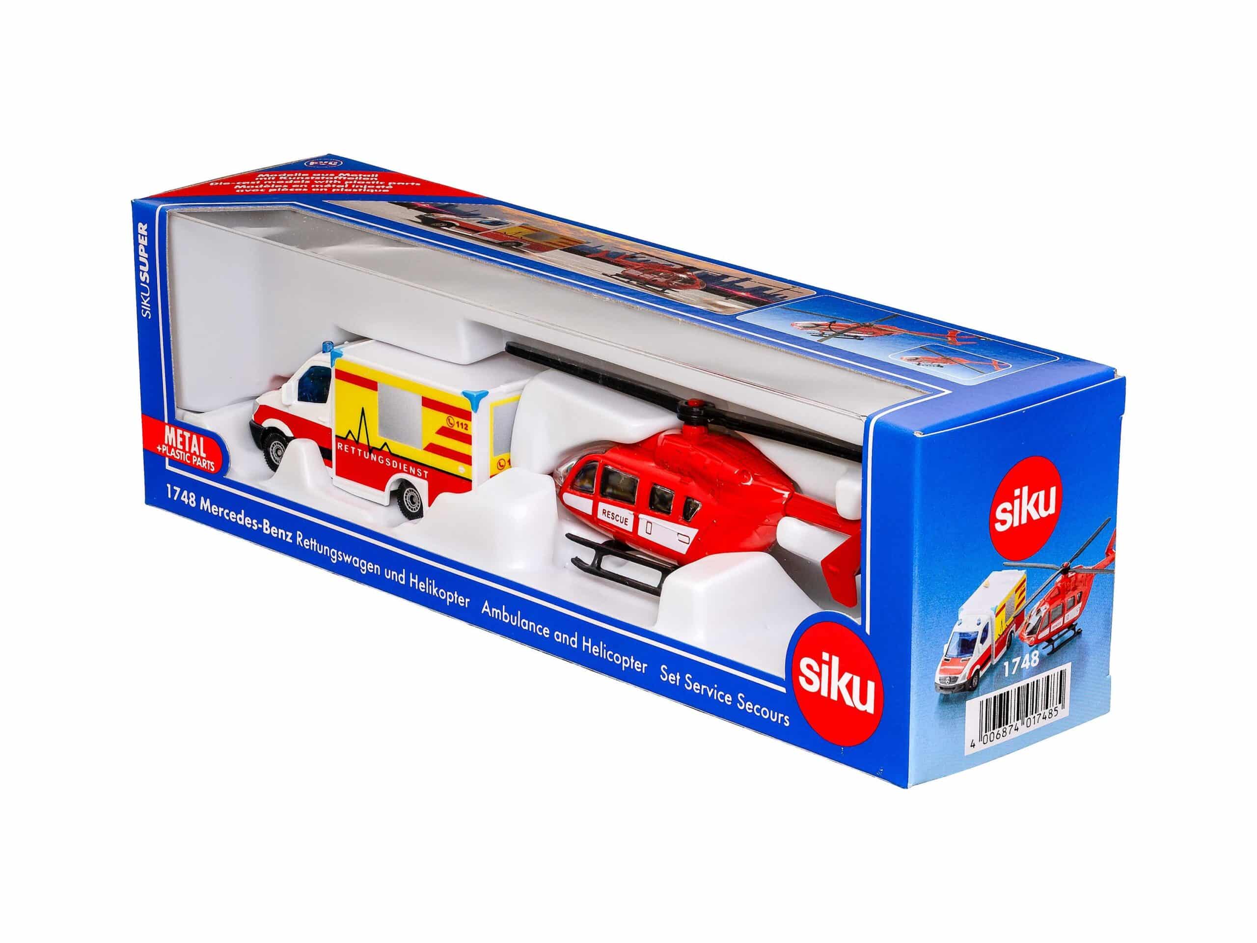 Siku Mercedes Rettungswagen und Helikopter 1:87 OVP 1 Siku Mercedes Rettungswagen und Helikopter 1:87 OVP