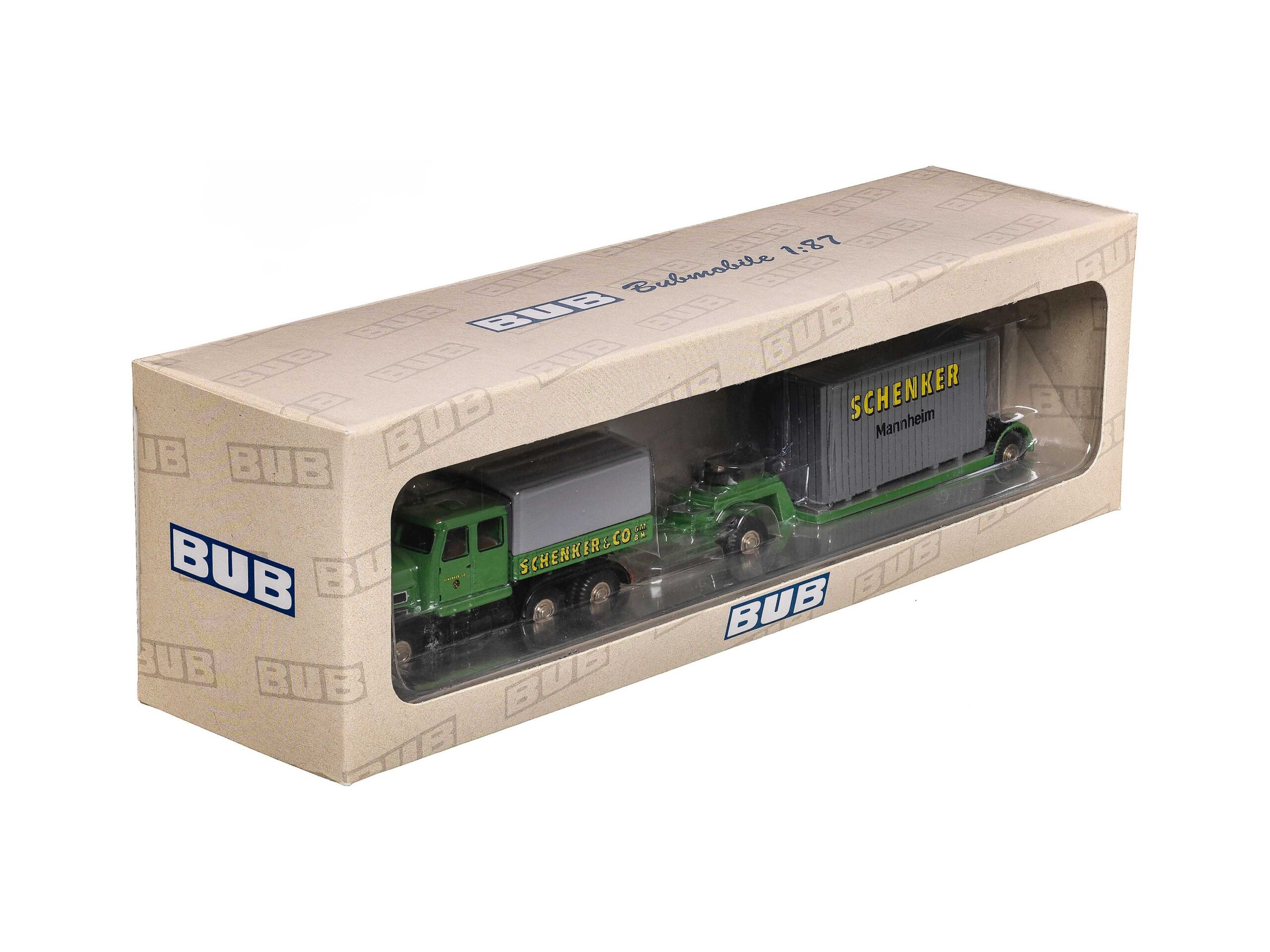 Bub Kaelble LKW mit Tieflade-Anhänger Schenker Mannheim 1:87 OVP 1 Bub Kaelble LKW mit Tieflade-Anhänger Schenker Mannheim 1:87 OVP
