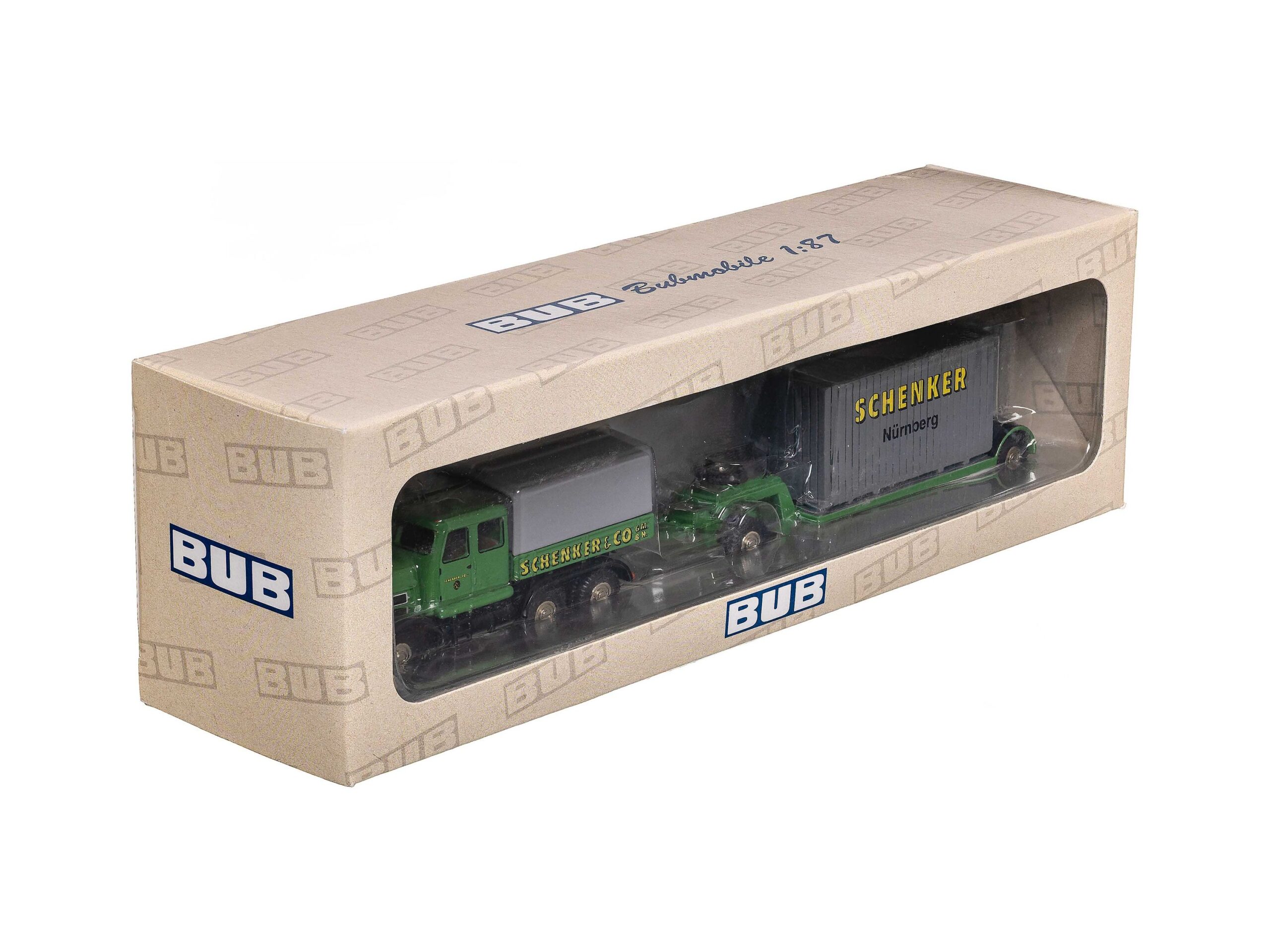 Bub Kaelble LKW mit Tieflade-Anhänger Schenker Nürnberg 1:87 OVP 1 Bub Kaelble LKW mit Tieflade-Anhänger Schenker Nürnberg 1:87 OVP