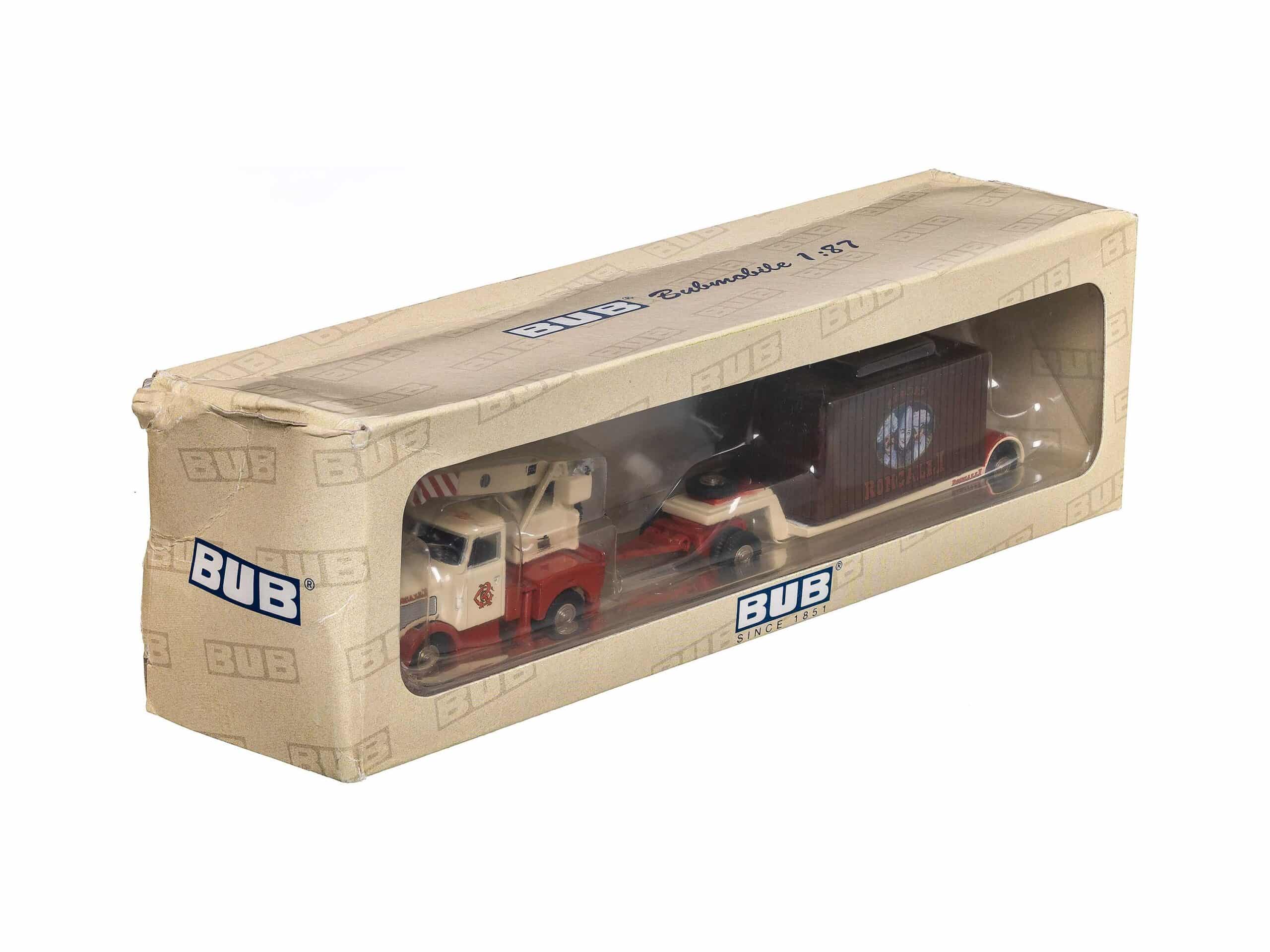 Bub Kaelble K632 mit Tieflade-Anhänger Circus Roncalli 1:87 OVP 1 Bub Kaelble K632 mit Tieflade-Anhänger Circus Roncalli 1:87 OVP