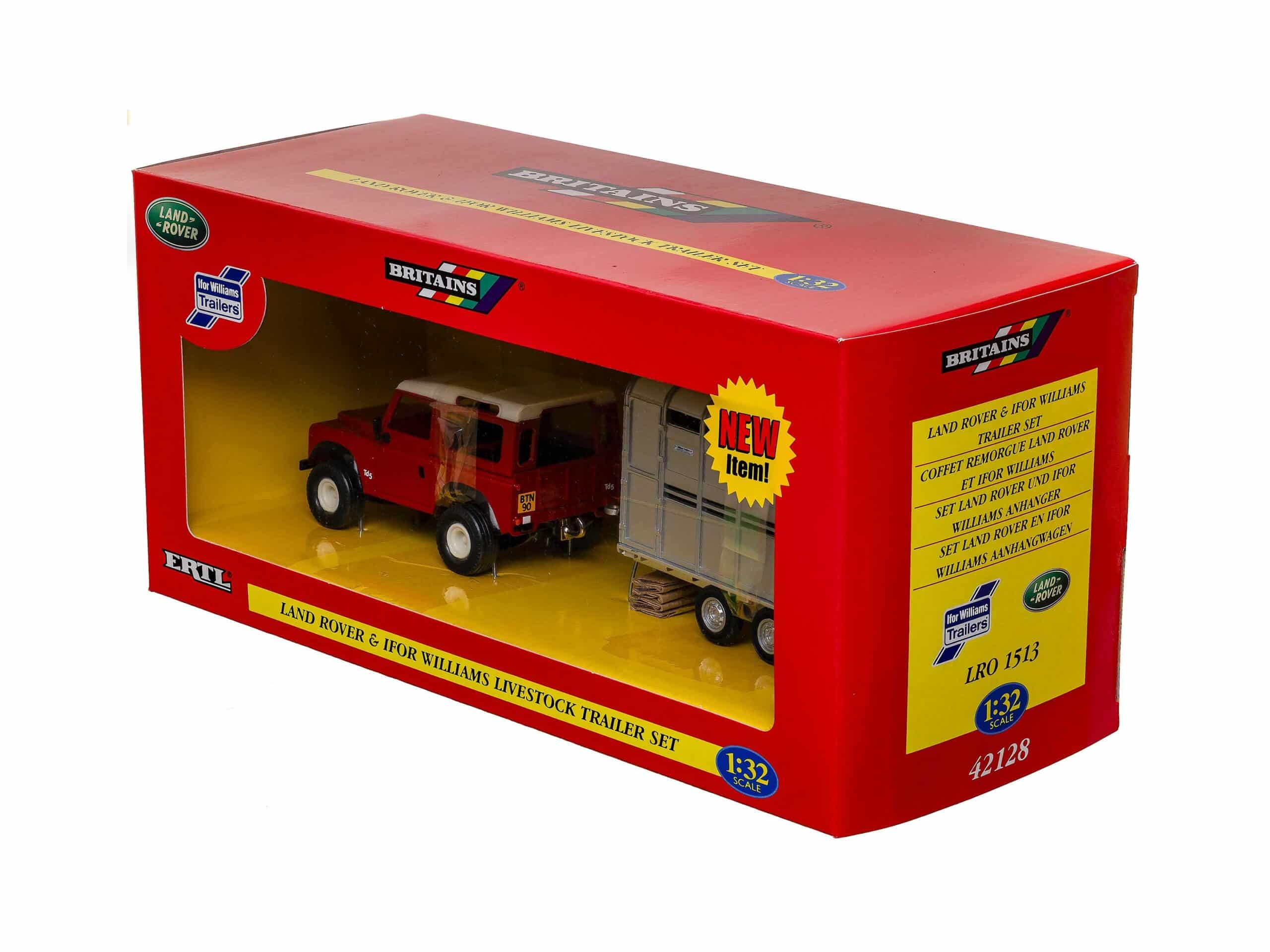 Britains 42128 Land Rover & Ifor Williams Viehtransporter-Set Pkw 1:32 OVP 1 Britains 42128 Land Rover & Ifor Williams Viehtransporter-Set Pkw 1:32 OVP